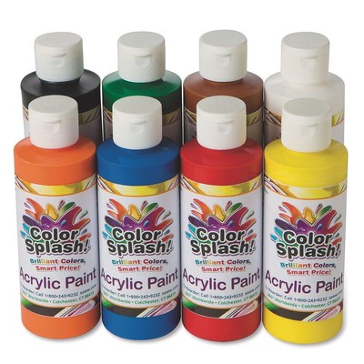 Color Splash! Acrylic Paint, 8 Bright Colors, 8-oz Flip-Top Squeeze Bottles, ...