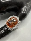 VTG BLING Thailand 925 Sterling Garnet??& CZ Ring. Grams 12.8. Size 9.Signd ATC?