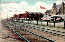 Postcard Railroad Tracks Along Ocean Avenue Sea Bright New Jersey 1944