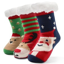 Girls Fuzzy Socks Winter Warm Kids Thick Thermal Fleece Lined Fluffy Home 3 Pack
