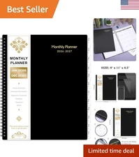 Luxurious 2- Monthly Planner - January 2026 to December 2027, 9" x 11"
