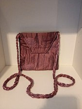 Y2k Bag Floral Purple/Pink Material Handbag Long Strap  Fastening Vintage