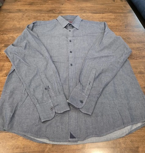 Untuckit Blue Gray Cotton Button Down Long Sleeve XL