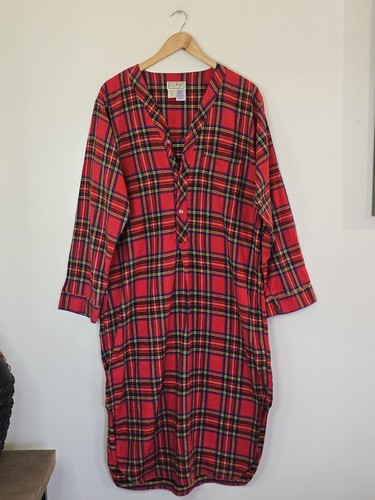L. L. Bean Herren Nachthemd Größe Large rot Tartan kariert Flanell Weihnachtsfotos - Bild 2 von 10