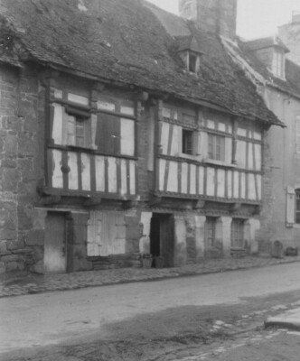 Old Timbered House Street Scene Lannion Brittany France European Architecture