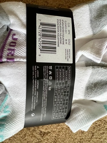 Nike Girls Jordan Socks No Show Jumpman 6 Pack Medium Shoe 5Y-7Y Sock 9-11 - Picture 3 of 3