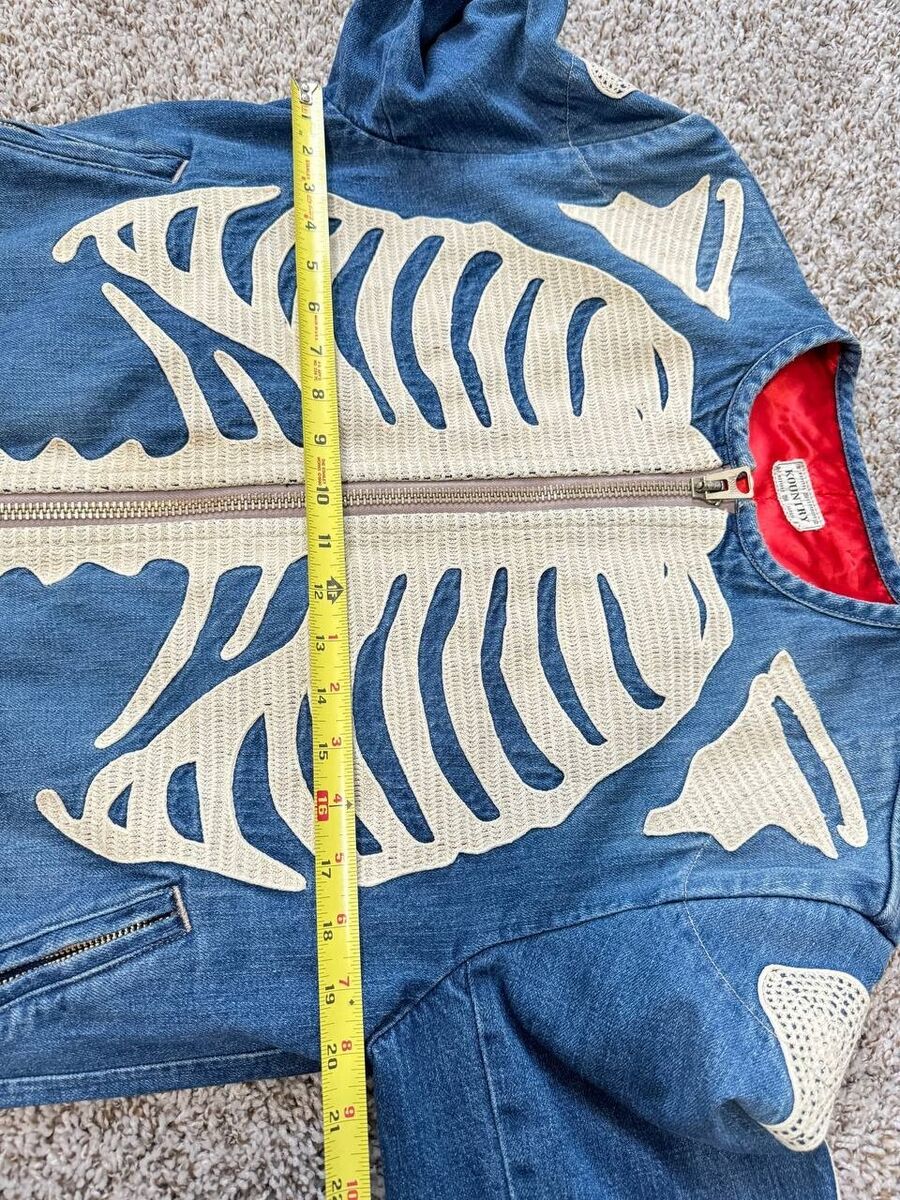 Kapital Country Men's Bone Denim Riders Jacket Blue Size Kapital Country Men's Bone Denim Riders Jacket Blue Size