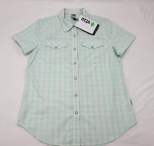 STIO Women's Curtis Camp Shirt SS Rapid Freeze Plaid Short Sleeve Size Medium - Picture 13 of 13
