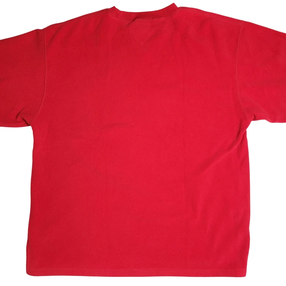 Suéter pulôver vintage Tommy Hilfiger lã vermelha gola redonda logotipo patch masculino G - Imagem 2 de 4