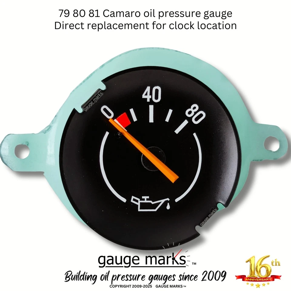 79 80 81 CAMARO MANÓMETRO DE PRESIÓN DE ACEITE - se adapta a Gauge Cluster - Reloj a ACEITE Manómetro Foto 2 de 4