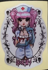 SEXY GIRL STICKER "ONE ZIP AWAY" HOOK UPS 3 X 4" METALLIC PEARL LOOK!