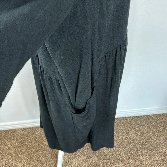 VETEMENTS Abito Solika Shift donna L morbido nero misto lino tasche larghe manica 3 4