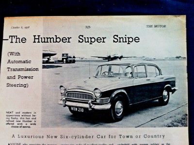 HUMBER SUPER SNIPE (Auto & Power Steering) -1958 Road Test from The Motor + More
