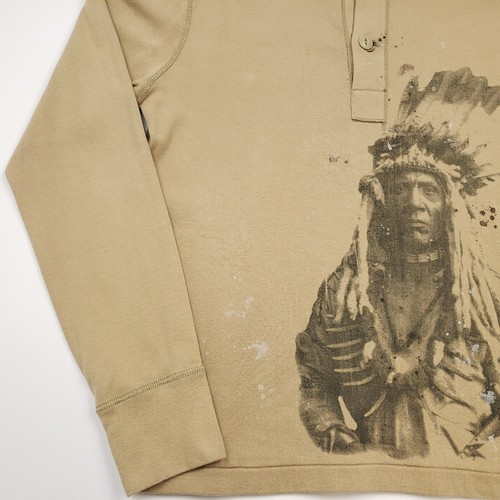 Denim & Supply Nativo Americano Henley XL Hombres Indian Jumper Sudadera Beige Tostado - Imagen 5 de 21