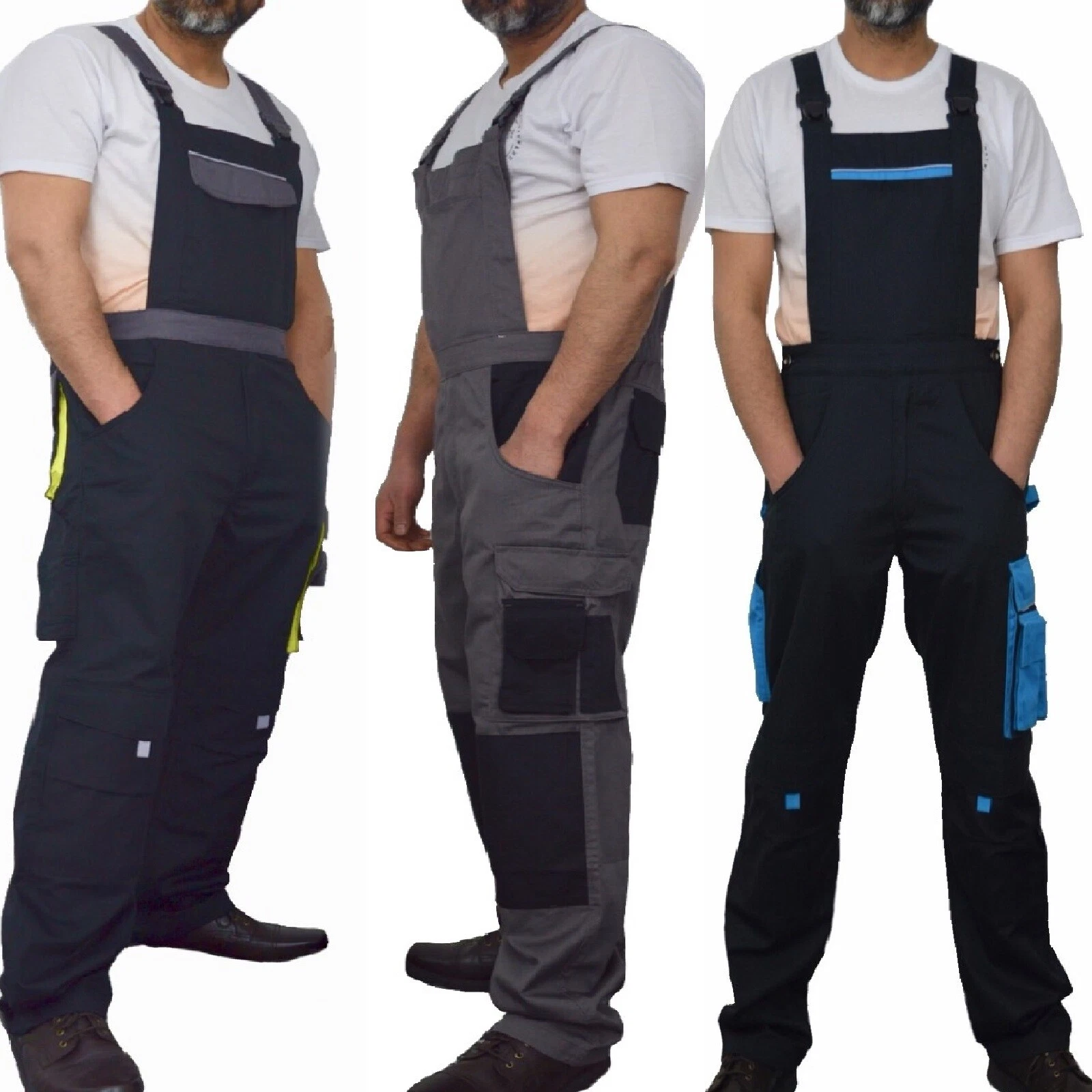 Bib and Brace Overalls Heavy Duty Work Trousers Dungarees Knee Pad Pockets UK
Opens in a new window