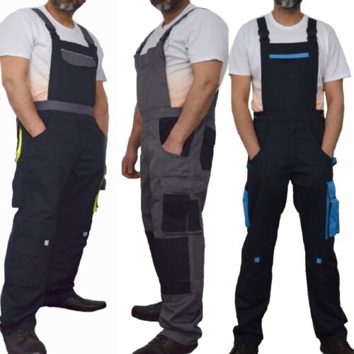 Bib and Brace Overalls Heavy Duty Work Trousers Dungarees Knee Pad Pockets UK - Picture 1 of 96