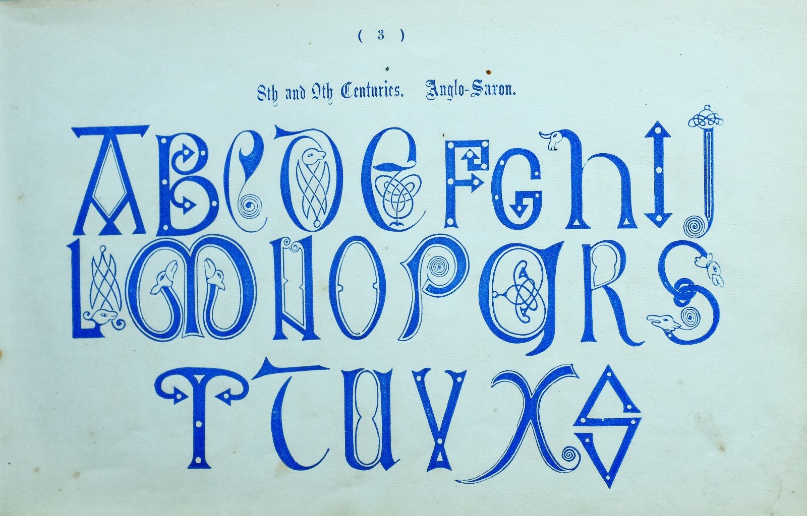 1865 ORNAMENTAL ALPHABET PRINT ~ 8th AND 9th CENTURIES ANGLO-SAXON  eBay