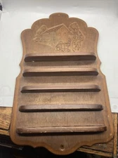 Vintage Thimble Holder Wall Display Rack Wood Holds 35 Thimbles