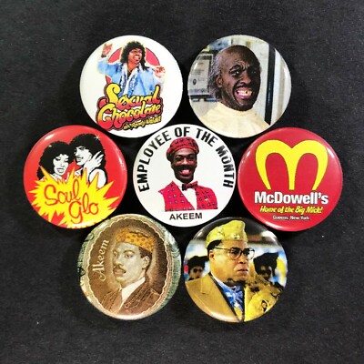 Coming To America 1'' Button Pin Set (7 pins) Eddie Murphy Arsenio Hall Comedy