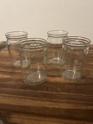Vintage Anchor Hocking Juice Glasses Raised Stars Lot Of 4
