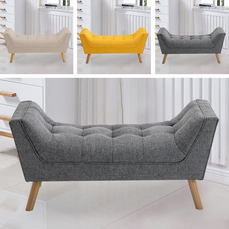 Fabric Window Seat Quilted Padded Bed End Sofa Pouffe Bench Lounge