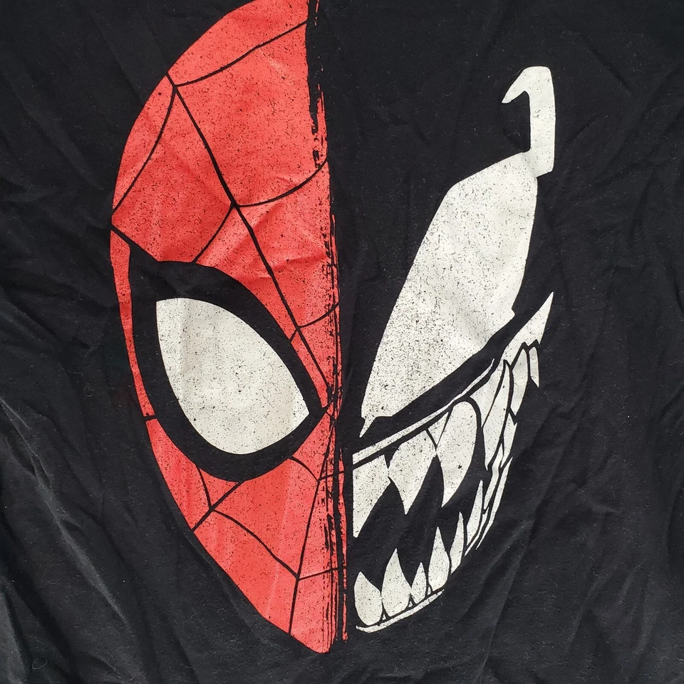 Camiseta Marvel Niños XL Negra Spiderman Venom Face Cómic Gráfico Manga Corta Foto 3 de 4