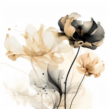 12 x 12  Abstract Flowers art design Wall Art Decor Set of 3