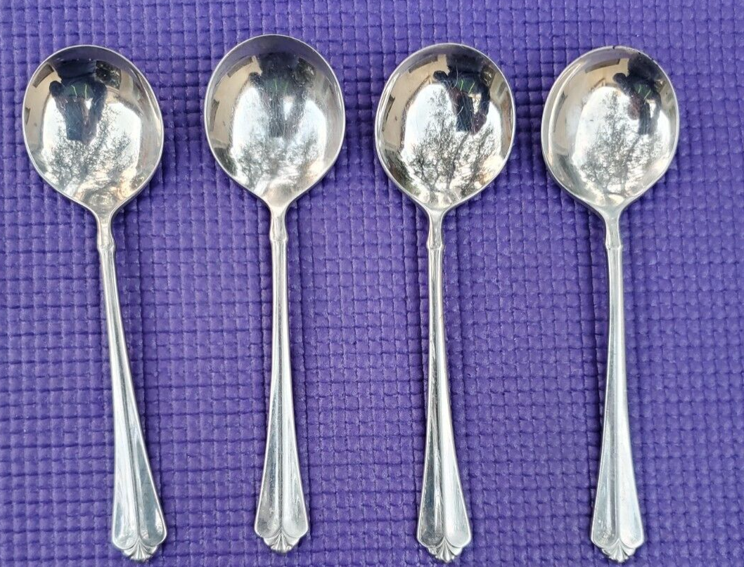 4Oneida Stainless JUILLIARD CUBE ROUND BOWL SOUP SPOONS 6" eBay