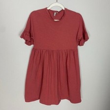 ASOS Pink Mini Dress Ruffle Womens 4 Fit & Flare Babydoll