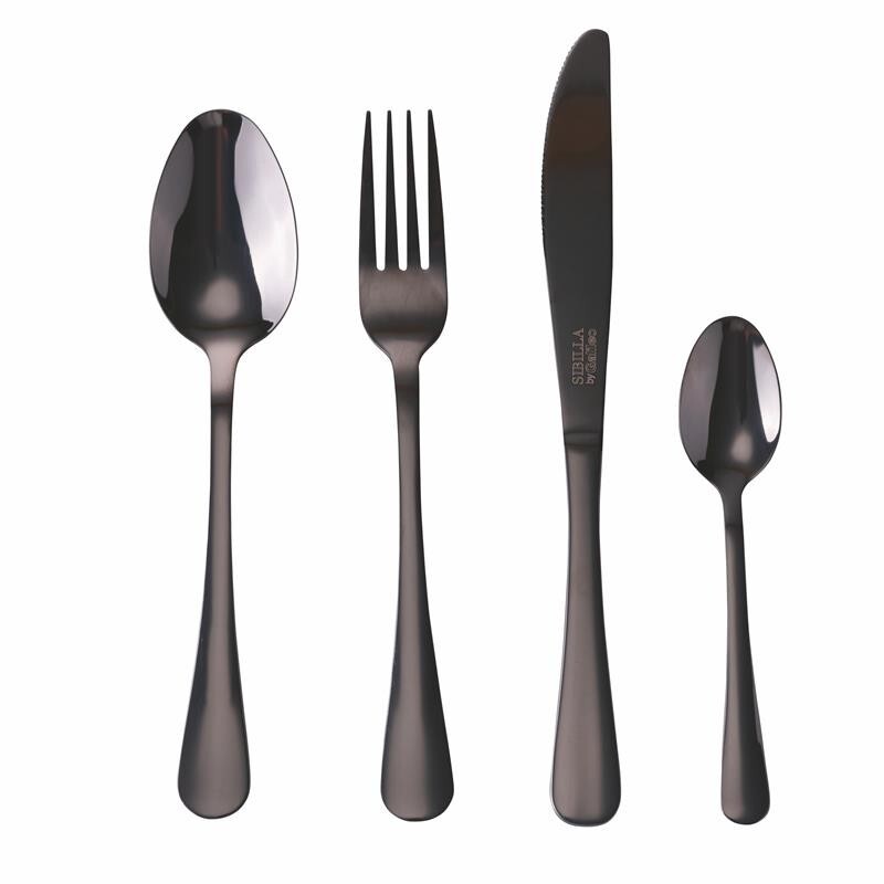 SET 16 POSATE 5TH AVENUE IN COLORE NERO LUCIDO