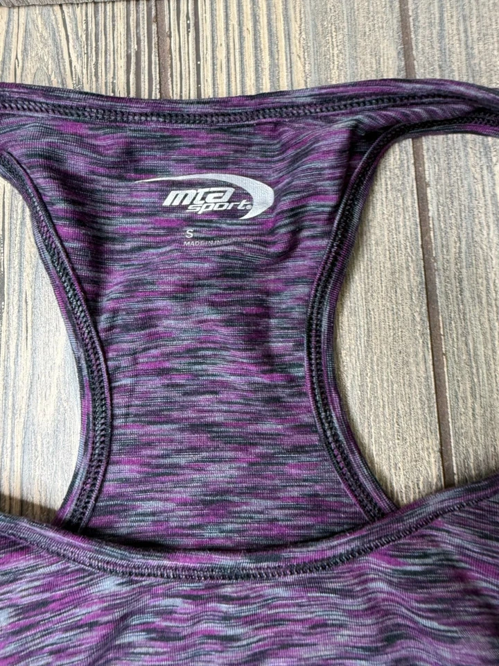 Mizuno Womens Racerback Running Tank Top S Purple & Black Polyester Blend - Image 4 of 4