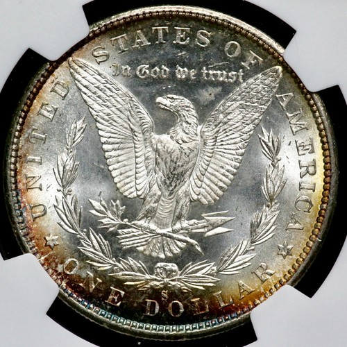 1880-S $1 Morgan Silver One NGC MS 64 Iridescent Rainbow Toning Obv/Rev CC162 - Picture 4 of 4