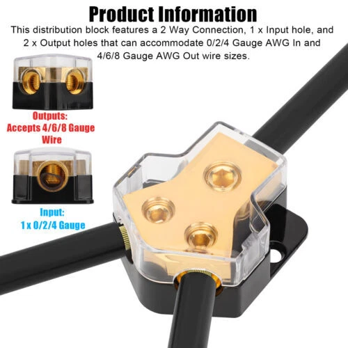 2xAudio Splitter Amp Power 0/2/4 Gauge In 4/6/8 Out Car Distribution Block Cover - Image 3 of 4