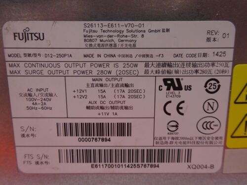 Fujitsu D12-250P1A S26113-E611-V70-01 16Pin Netzteil 250W #NTX29 - Afbeelding 4 van 4