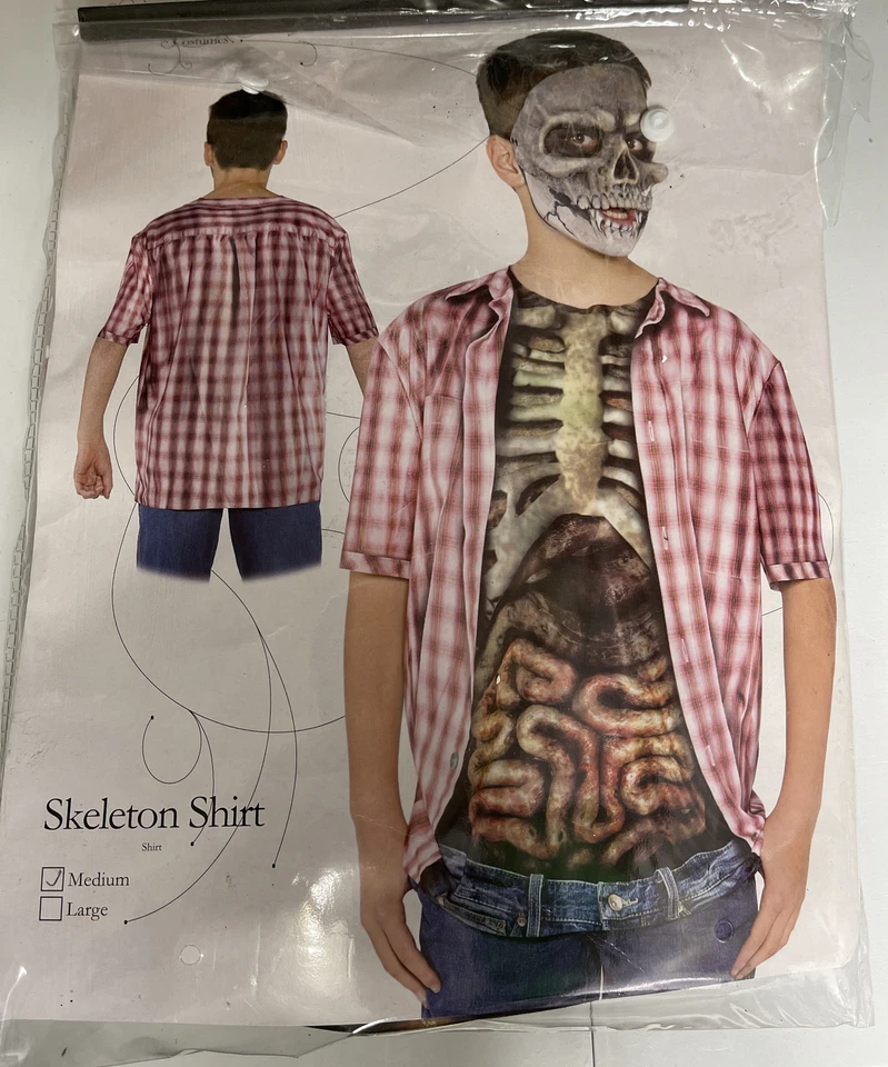 Skeleton With Guts Shirt Child Boys Costume Halloween Dress Up Underwraps Size M - Image 4 of 4