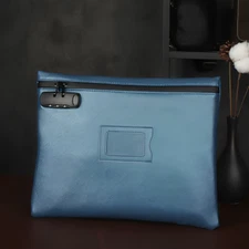 1 PC Blue Lockable bank bag large 13.75"X10.75" money bags & lock locking bank