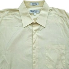Givenchy Monsieur Gingham Check Mens Shirt Size 17 Button Up Yellow Long Sleeve