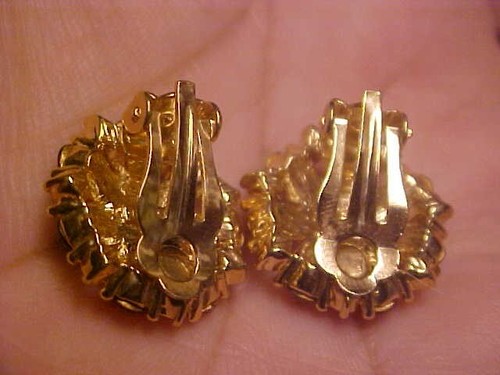 Vintage RÖMER CLIP OHRRINGE BLUME STRASS SCHÖN~~ - Bild 2 von 5