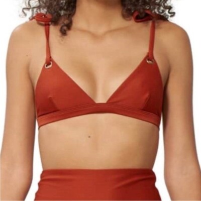 Mara Hoffman Ina triangle Grommet Bikini Top Sz S rust orange