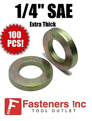 #ad Qty 100 1 4quot; Extra Thick Flat Washers SAE Grade 8 Hardened Washer MCX Mil Carb $18.80