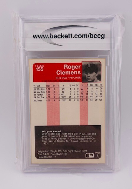1985 Fleer ROGER CLEMENS #155 Rookie Card Red Sox RC BCCG 9 MINT | eBay