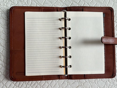 Vintage Coach Taschen Organizer Planer britisch hellbraun Leder 6 Ringe lose Lasche # 1117 - Bild 9 von 15