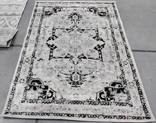IVORY / BLACK 4' X 6' Back Stain Rug, Reduced Price 1172754889 BNT852A-4
