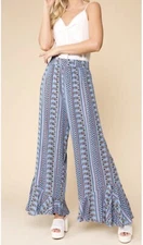 GiGiO Women’s Breeze Palazzo Pants Multicolor Retro Style Size Med New With Tags