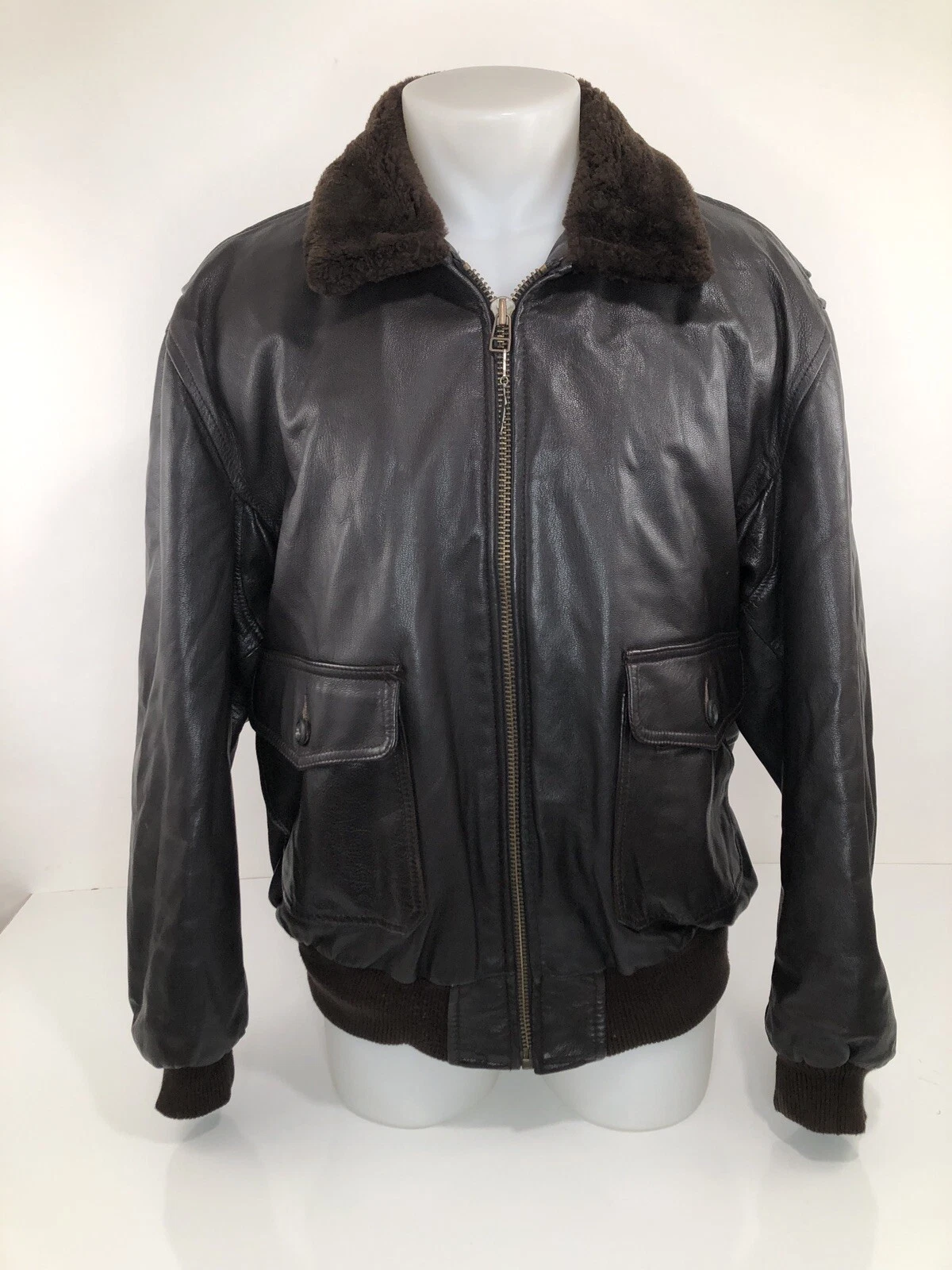 CABELA'S - LEATHER Thinsulate Insulated BOMBER Faux Fur Collar XL / 2X Jacket