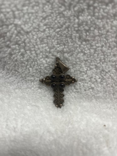 Vintage Carsi TC 57 .925 Sterling Cross with Onyx- 1- 1/2" - Picture 2 of 3