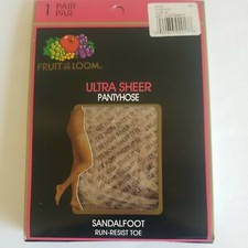 Fruit of the Loom Ultra Sheer Pantyhose sz B Coffee Sandalfoot 1 pair