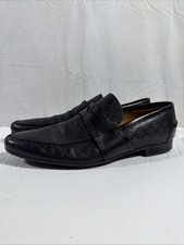 Gucci Hilary Lux Diamante Black Leather Loafers Size 10.5 Shoes