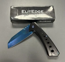 ElitEdge 10A28BLB Assist Open Blue Linerlock Knife Black Handle