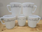 Vintage Pyrex Ribbon Bouquet Coffee Mugs Cups  Set of 5